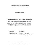 Tình hình nhiễm và một số đặc tính sinh học của virus cúm gia cầm a h5n1 và h5n6 tại một số chợ buôn bán gia cầm thuộc tỉnh quảng nam năm 2016   2017 