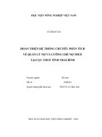 Hoàn thiện hệ thống chỉ tiêu phân tích về quản lý nợ và cưỡng chế nợ thuế tại cục thuế tỉnh thái bình 