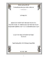 Khảo sát ngôn ngữ truyện ngắn của nguyễn ngọc tư trong hai tập truyện ngắn ngọn đèn không tắt và cánh đồng bất tận 