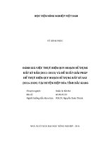 Đánh giá việc thực hiện quy hoạch sử dụng đất kỳ đầu (2011 2015) và đề xuất giải pháp để thực hiện quy hoạch sử dụng đất kỳ sau (2016 2020) tại huyện hiệp hòa tỉnh bắc giang 