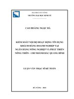 Kiểm soát nội bộ hoạt động tín dụng khách hàng doanh nghiệp tại ngân hàng nông nghiệp và phát triển nông thôn chi nhánh bắc quảng bình 