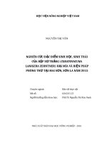 Nghiên cứu đặc điểm sinh học, sinh thái của rệp xơ trắng (ceratovacuna lanigera zehntner) hại mía và biện pháp phòng trừ tại mai sơn, sơn la năm 2015 