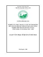 Luận văn Thạc sĩ Quản lý đất đai: Nghiên cứu thực trạng và yếu tố ảnh hưởng đến chuyển đổi mục đích sử dụng đất nông nghiệp trên địa bàn huyện Tân Kỳ, tỉnh Nghệ An, giai đoạn 2015