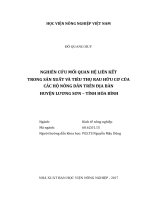 Nghiên cứu mối quan hệ liên kết trong sản xuất và tiêu thụ rau hữu cơ của các hộ nông dân trên địa bàn huyện lương sơn tỉnh hòa bình 