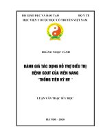 Đánh giá tác dụng hỗ trợ điều trị bệnh gout của viên nang thống tiêu kỳ HV 