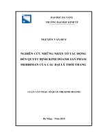 Nghiên cứu những nhân tố tác động đến quyết định kinh doanh sản phẩm merriman của các đại lý thời trang 