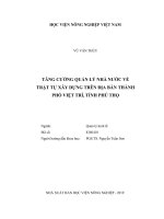 Tăng cường quản lý nhà nước về trật tự xây dựng trên địa bàn thành phố việt trì, tỉnh phú thọ 