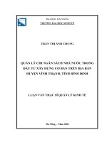 Quản lý chi ngân sách nhà nước trong đầu tư xây dựng cơ bản trên địa bàn huyện vĩnh thạnh tỉnh bình định 