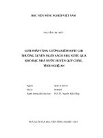 Giải pháp tăng cường kiểm soát chi thường xuyên ngân sách nhà nước quan kho bạc nhà nước huyện quỳ châu, tỉnh nghệ an 