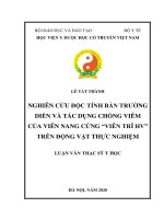 Nghiên cứu độc tính bán trường diễn và tác dụng chống viêm của viên nang cứng “viên trĩ HV” trên động vật thực nghiệm 