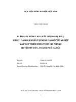 Giải pháp nâng cao chất lượng dịch vụ khách hàng cá nhân tại ngân hàng nông nghiệp và phát triển nông thôn chi nhánh huyện mỹ đức, thành phố hà nội 