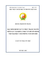 Luận văn đặc điểm bệnh tật và thực trạng nguồn nhân lực tại khoa y học cổ truyền bệnh viện đại học y hải phòng 