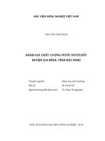 Đánh giá chất lượng nước dưới đất huyện gia bình, tỉnh bắc ninh 
