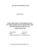 Hoàn thiện công tác dồn điền đổi thửa đất nông nghiệp cho xây dựng nông thôn mới trên địa bàn huyện gia lâm, thành phố hà nội 