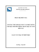 Giáo dục thế giới quan duy vật biện chứng cho học sinh phổ thông trung học đà nẵng hiện nay 