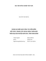 Đánh giá hiệu quả công tác dồn điền đổi thửa trong xây dựng nông thôn mới trên địa bàn huyện kim sơn, tỉnh ninh bình 
