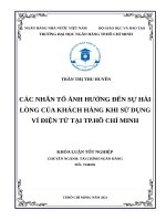 Các nhân tố ảnh hưởng đến sự hài lòng của khách hàng khi sử dụng ví điện tử tại TP  hồ chí minh 