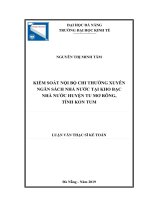 Kiểm soát nội bộ chi thường xuyên ngân sách nhà nước tại kho bạc nhà nước huyện tu mơ rông tỉnh kon tum 