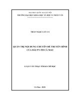Luận văn Thạc sĩ Báo chí học: Quản trị nội dung chuyên đề truyền hình của Đài PT-TH Cà Mau