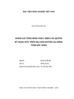 Đánh giá tình hình thực hiện các quyền sử dụng đất trên địa bàn huyện gia bình, tỉnh bắc ninh 