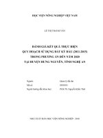(Luận văn thạc sĩ) đánh giá kết quả thực hiện quy hoạch sử dụng đất kỳ đầu (2011   2015) trong phương án đến năm 2020 tại huyện hưng nguyên, tỉnh nghệ an 