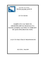 Nghiên cứu các nhân tố ảnh hưởng đến sự tham gia của người lao động tại công ty TNHH MTV du lịch công đoàn đà nẵng 