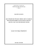 Luận văn thạc sĩ kinh tế quản trị rủi ro tín dụng trong cho vay khách hàng doanh nghiệp tại ngân hàng TMCP kỹ thương việt nam – chi nhánh hà thành 