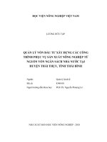 Quản lý vốn đầu tư xây dựng các công trình phục vụ sản xuất nông nghiệp từ nguồn vốn ngân sách nhà nước tại huyện thái thụy, tỉnh thái bình 