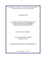 Luận văn Thạc sĩ Kinh tế: Các nhân tố ảnh hưởng đến khả năng hoàn trả nợ của hộ nghèo trên địa bàn tỉnh Tiền Giang