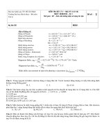 Đề thi học kì 2 môn Vật lý 2 năm 2015-2016 có đáp án - Trường Đại học Bách Khoa TP. Hồ Chí Minh (Ca 1)