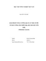 Giải pháp tăng cường quản lý nhà nước về đất công ích trên địa bàn huyện yên thế, tỉnh bắc giang 