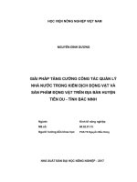 Giải pháp tăng cường công tác quản lý nhà nước trong kiểm dịch động vật và sản phẩm động vật trên địa bàn huyện tiên du tỉnh bắc ninh 