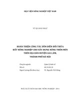 Hoàn thiện công tác dồn điền đổi thửa đất nông nghiệp cho xây dựng nông thôn mới trên địa bàn huyện gia lâm, thành phố hà nội 