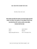 Ứng dụng GIS để xây dựng cơ sở dữ liệu giá đất phục vụ công tác quản lý tài chính về đất đai tại phường đức giang, quận long biên, thành phố hà nội 