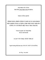 Luận văn thạc sĩ tính toán phân tích và đề xuất giải pháp tiết kiệm năng lượng cho nhà máy sợi số 2 công ty cổ phần dệt may nha trang 