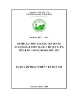 Đánh giá công tác chuyển quyền sử dụng đất trên địa bàn huyện Sa Pa, tỉnh Lào Cai giai đoạn 2015 - 2017