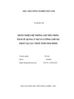 Hoàn thiện hệ thống chỉ tiêu phân tích về quản lý nợ và cưỡng chế nợ thuế tại cục thuế tỉnh thái bình 