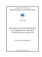 Luận văn Thạc sĩ Kinh tế: Phân tích các yếu tố tác động đến quyết định mua máy trợ thính ở người cao tuổi tại Việt Nam