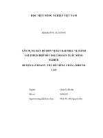 Xây dựng bản đồ đơn vị đất đai phục vụ đánh giá thích hợp đất đai cho sản xuất nông nghiệp, huyện saythany, thủ đô viêng chăn, CHDCND lào 