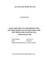 Hoàn thiện công tác dồn điền đổi thửa đất nông nghiệp cho xây dựng nông thôn mới trên địa bàn huyện gia lâm, thành phố hà nội 