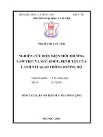 Nghiên cứu điều kiện môi trường làm việc và sức khỏe, bệnh tật của cảnh sát giao thông đường bộ TT 