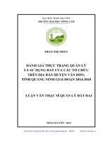 Đánh giá thực trạng quản lý và sử dụng đất của các tổ chức trên địa bàn huyện Vân Đồn, tỉnh Quảng Ninh giai đoạn 2014-2018