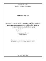 Luận văn thạc sĩ nghiên cứu hình thức kiến trúc khu vực cận lõi và ven đô hội an trong quá trình đô thị hóa và phát triển hoạt động du lịch 