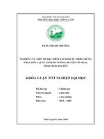 Khoá luận nghiên cứu một số đặc điểm tái sinh tự nhiên rừng phục hồi tại xã nghinh tường, huyện võ nhai, tỉnh thái nguyên 