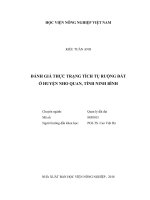 Đánh giá thực trạng tích tụ ruộng đất ở huyện nho quan, tỉnh ninh bình 
