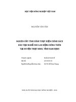Nghiên cứu tình hình thực hiện chính sách đào tạo nghề cho lao động nông thôn trên địa bàn huyện trực ninh, tỉnh nam định 