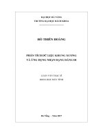 Luận văn thạc sĩ phân tích dữ liệu khung xương và ứng dụng nhận dạng dáng đi 