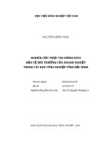 Nghiên cứu thực thi chính sách bảo vệ môi trường của doanh nghiệp trong các khu công nghiệp tỉnh bắc ninh 