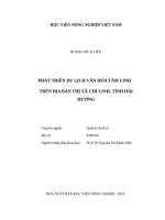 Phát triển du lịch văn hóa tâm linh trên địa bàn thị xã chí linh, tỉnh hải dương 