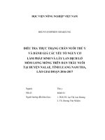 Luận văn thạc sĩ điều tra thực trạng chăn nuôi thú y và đánh giá các yếu tố nguy cơ làm phát sinh và lây lan dịch bệnh lở mồm long móng trên đàn trâu nuôi tại huyện nalae, 